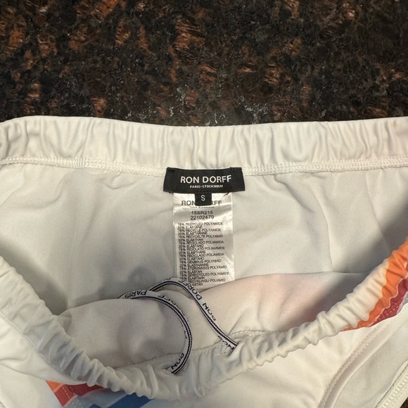 White Swim Briefs with Multicolor Stripes Ron Dorff Never Worn - Picture 2 of 3